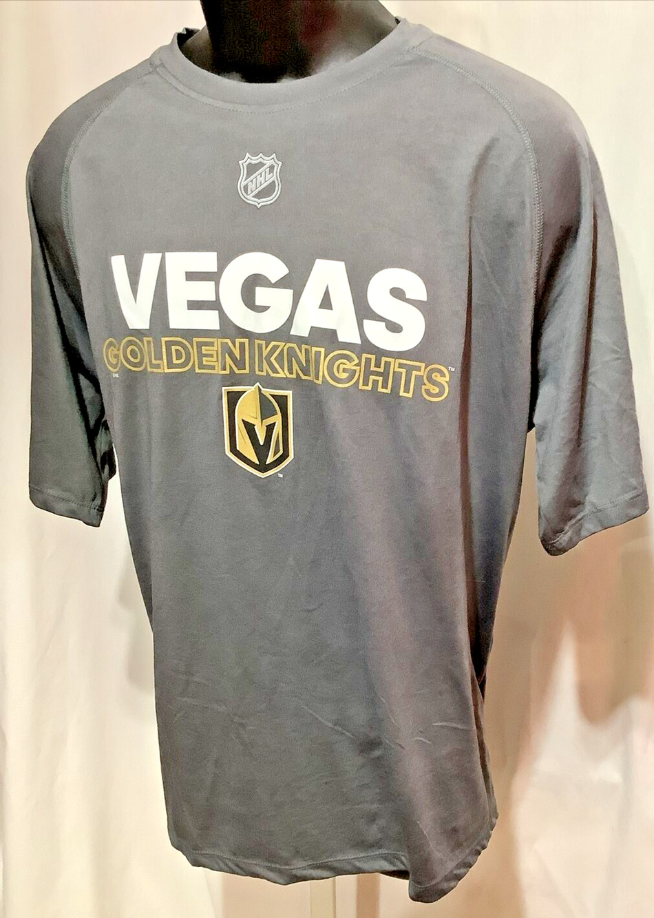 Adidas Vegas Golden Knights Climalite Shirt Mens Large Gray NHL Hockey Graphic